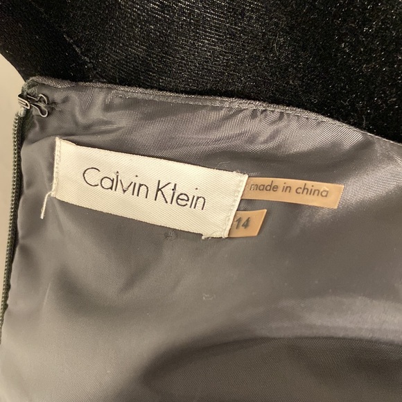 Calvin Klein Gray Snake Pattern Micro Sequin Front Sleeveless Knee Length Dress - Picture 9 of 11